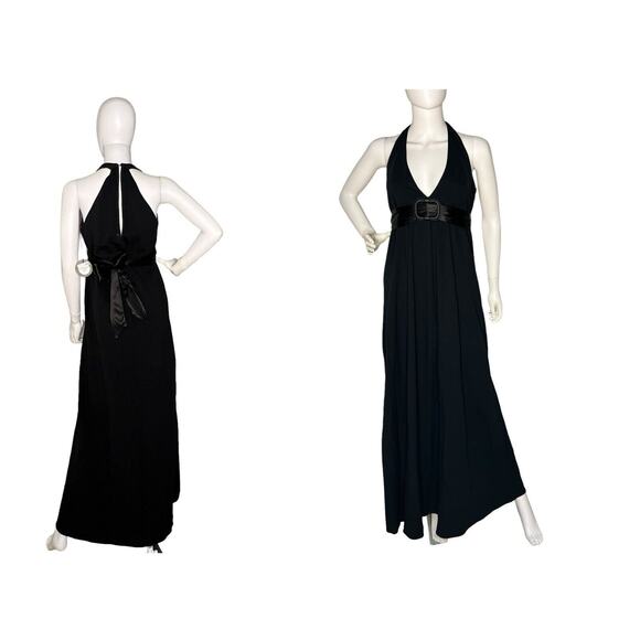 NEW Eva Franco Size 8 Halter Empire Maxi Gown Keyhole Back Goth Vamp - Picture 1 of 10